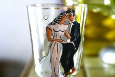 ANCIEN VERRE EMAILLE EROTIQUE DEBUT  1900