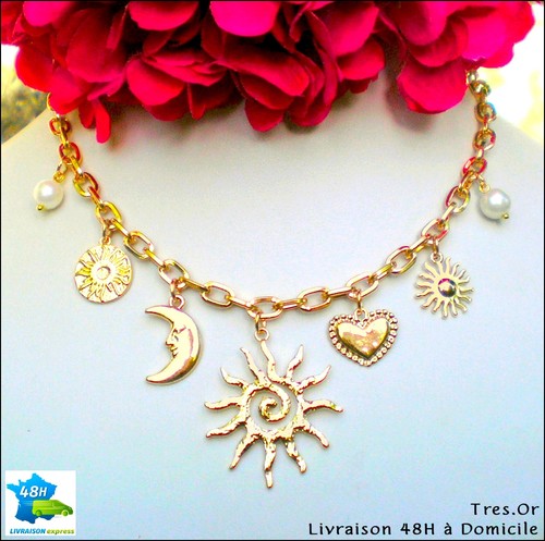 Collier doré perles nacrées - dorÉ,