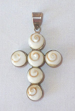 CROIX PENDENTIF ARGENT MASSIF ET OEIL DE SAINTE LUCIE