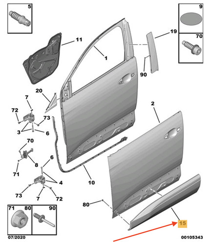 Moulure inférieure porte - inférieure, de