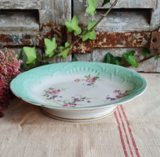 ANCIEN COMPOTIER SUR PIED PORCELAINE DE PARIS DECOR PETITES FLEURS