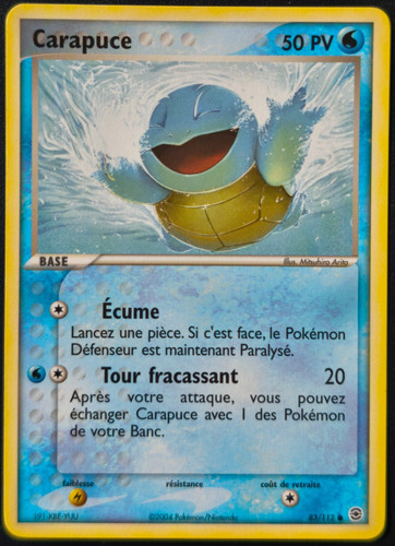 Carte pokémon carapuce 112 - carapuce, 83/112