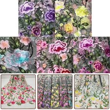 Tissu Tissu Brod�� Pivoine Longue Dur��e Doux Confortable Dacron Pratique