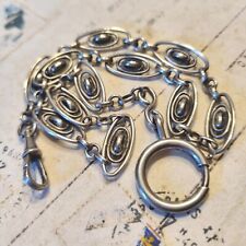 Chaine De Montre Xixe Argent Poinçon Sanglier L38,5cm Belle Maille 20x8mm