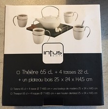 Ensemble Théière 65cl + 4 tasses 22cl + Plateau en bois