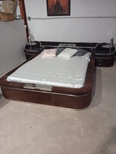 Tour de lit vintage en daim, années 70, type Music-bed, bon état.