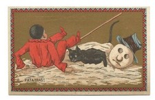 Patatras ! Bonhomme de neige Chat Chute  - Chomo Léon Chicherit - Trade card
