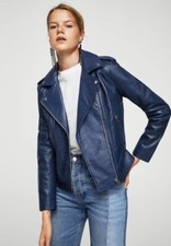 Nouvelle Veste En Cuir Bleu