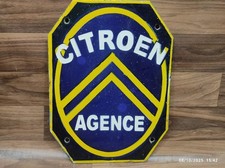 Plaque de signalisation en métal émaillé porcelaine Citroen Agence taille 12"...