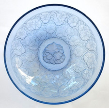 SUBLIME ancienne GRANDE COUPE ART DECO cristal bleu LALIQUE SABINO ETLING VERLYS