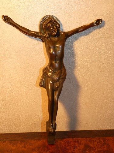 Christ crucifix bronze statue - crucifix,