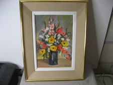 Très belle huile sur panneau signée Yves Auger bouquet, je pense vers 1950-60