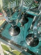 Étains Du Manoir 6 Flutes Verres champagne Mat cristal Sèvres Baccarat