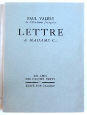 Paul VALERY. Lettre à Madame C… 1928. E.O. 1/ 35 numérotés sur papier Montval