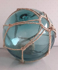 Grande boule de bouée flotteur de pêche en verre objet japonais ancien diamèt...