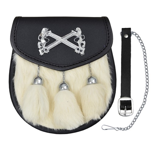 Sporran blanc rampant lion - blanc, st