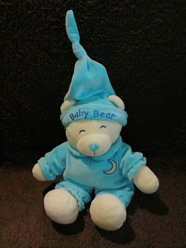 Doudou peluche ours bleu