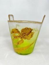 Sceau Verre Emaillé Vers 1900 Art Nouveau Fleurs Antique Glass Jugendstil 