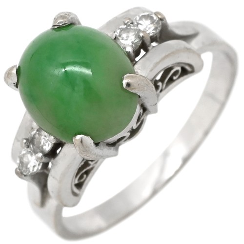 Bague jade diamant - , k18wg