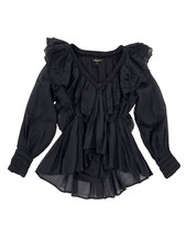 Chemisier noir à volants Mes