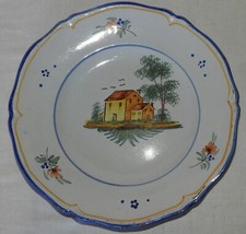 Assiette ancienne XIXème - LA ROCHELLE? - Décor d'une maison (24.5 cm)