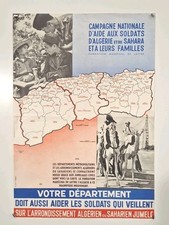 Affiche Algerie, Militariat,  Guerre Algérie,  Aide Aux Soldats, 57 × 40