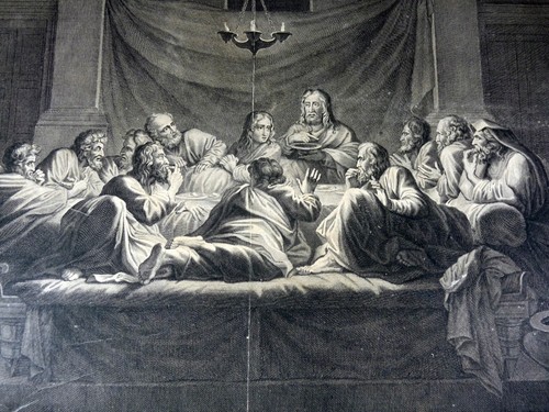 Gravure cuivre xviii cene - la,