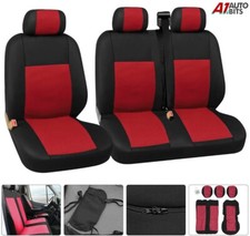 Rouge Utilitaire Bus Camion Tissu Siège Housse Protection Universel Lavable 2+1