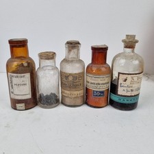  BOUTEILLES PHARMACIE, VERRE, APOTHICAIRES, Ancien, Flacon, Cabinet Curiosité. 