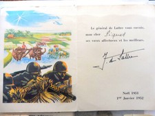 Carte de voeux militaire Indochine Noel 1951 Général De Lattre - doc. originale