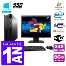 PC Lenovo M82 SFF Ecran 19" G640 RAM 8Go SSD 240Go Graveur DVD Wifi W7