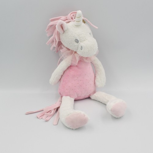 Doudou licorne rose blanche