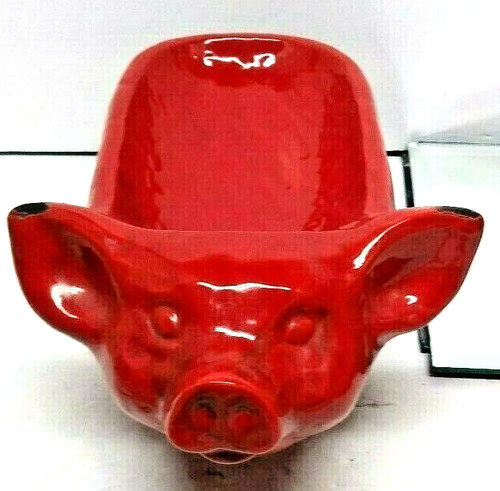 Glazed ceramic red pig server - glazed,