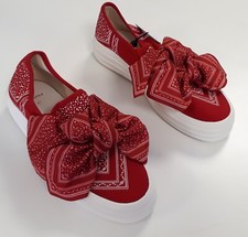 BERSHKA Baskets Rouge slip on Pointure 37 chaussures toile femme