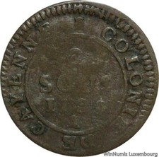 V8378 French Guiana Colony 2 Sous Louis XVI 1789 A Paris Cayenne -> Make offer