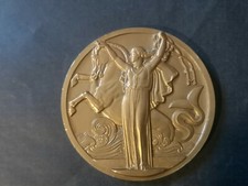 Médaille Bronze Paquebot Normandie Le Havre New York 1935 French Line J. Vernon