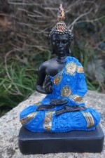 J54  FIGURINE STATUETTE STATUE GANESH  BOUDDHA BLEU  PROSPERITE MEDITATION