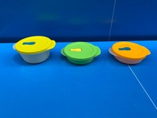 LOT 3 BOLS BOITE COUVERCLE CRYSTALWAVE RECHAUFFAGE AU MICRO ONDES TUPPERWARE