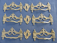 6 poignées 3 entrées laiton style Louis XIV têtes tiroirs meuble commode 15 cm 