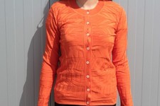 HERMES Cardigan orange soie et coton T38 (59129)