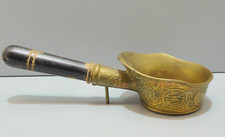 - ANCIEN FER à REPASSER CHINE BRONZE POIGNEE BOIS peint NOIR COLLECTION   D