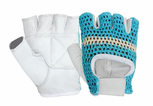 Gants gym bleu cuir - gants,