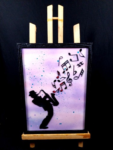 Cadre saxophoniste disque - cadre, en