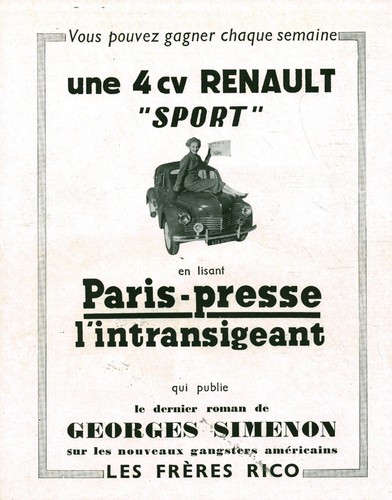 Publicité ancienne automobile