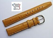 Bracelet montre ;14 mm ; CUIR VERITABLE ; couleur MIEL ; GRAIN AUTRUCHE / 289-2