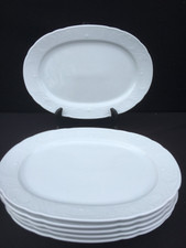 6 ASSIETTES OVALES EN CÉRAMIQUE ALLEMANDE SCHÖNWALD DÉCOR EN RELIEF VINTAGE