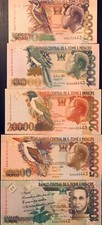 St. Thomas & Prince 5,000 - 100,000 Banknote - Pcs Set,2004 - 2013,UNC Currency
