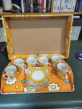 6 Tasses a café  vintage Décor Fleurs  Année 70 A Saisir 