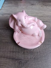 Cendrier Céramique Éléphant Rose Vintage 