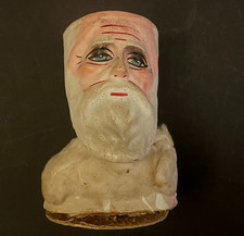 Décoration de Noël  ancienne - Tête de Père Noël en composition - hauteur 10 cm